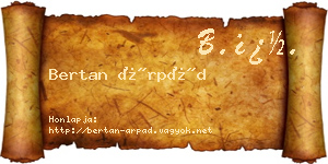 Bertan Árpád névjegykártya